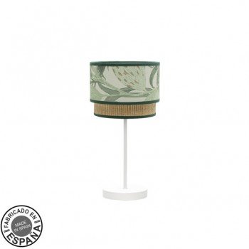 Distribuidor - Lâmpadas Diversas | Sobre Mesas Moderno | SOBREMESA PEQ. CONGO 1XE14 BLANCO/VERDE-NATURAL 42X18X18 CM Ref: 224971001